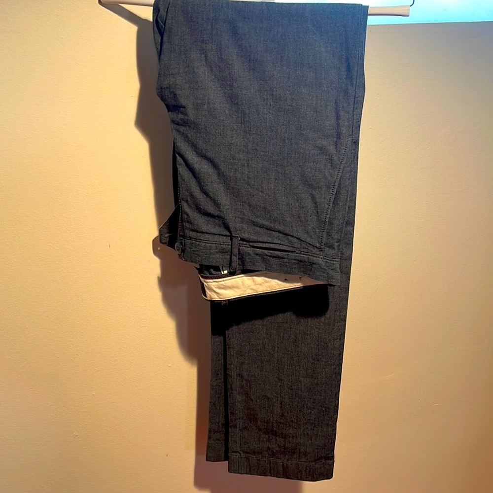 JCrew 484 slim chambray khaki in navy.